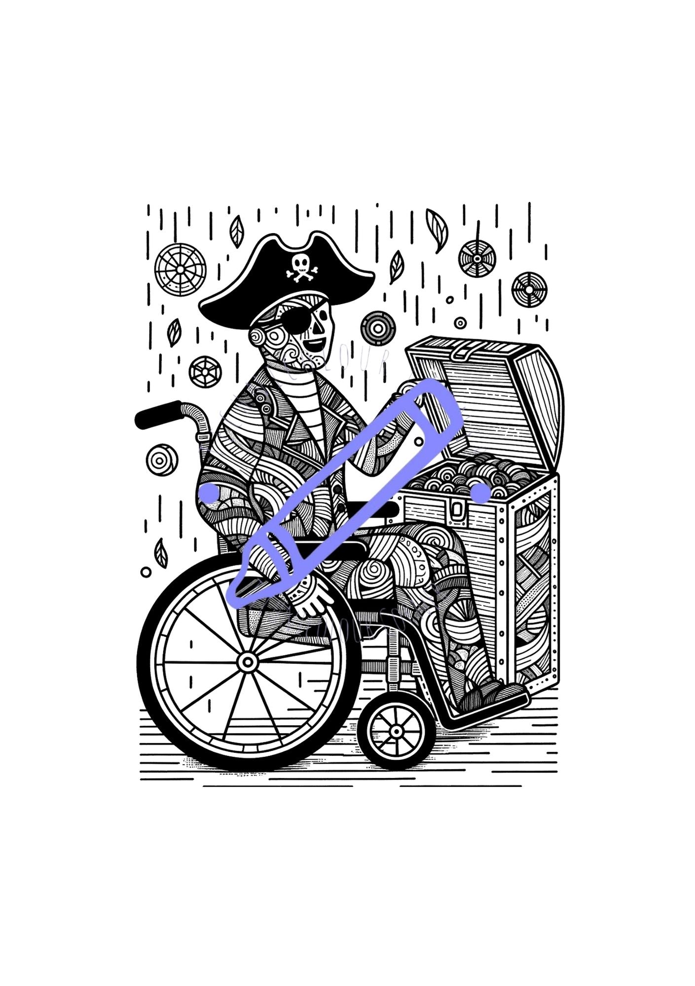 Pirate In A Wheelchair Colouring Book