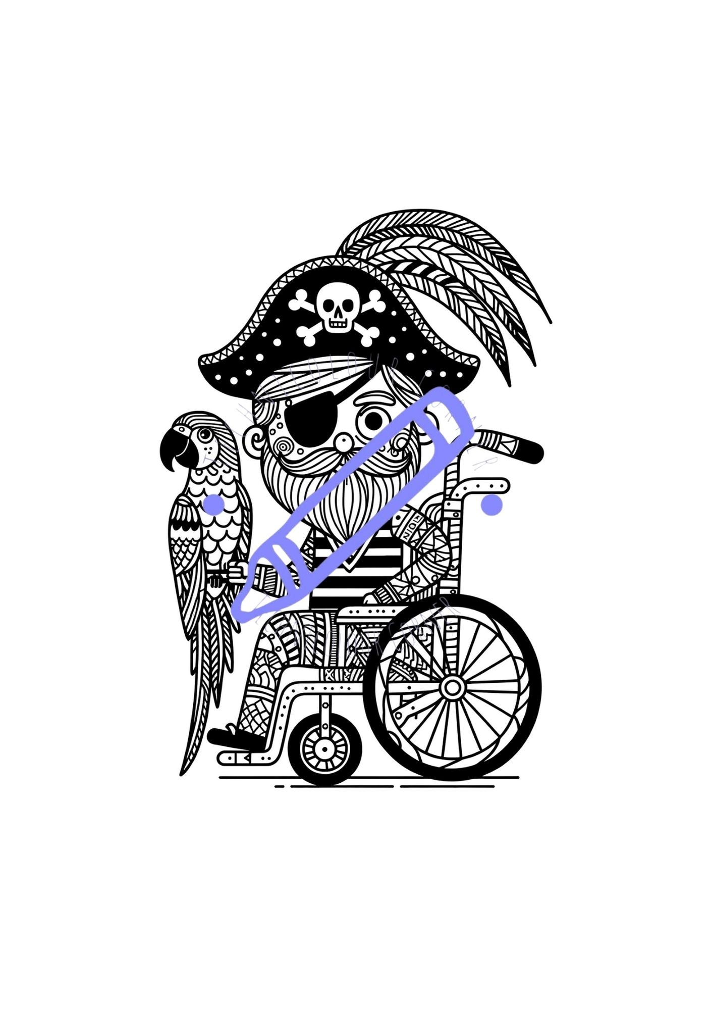 Pirate In A Wheelchair Colouring Book