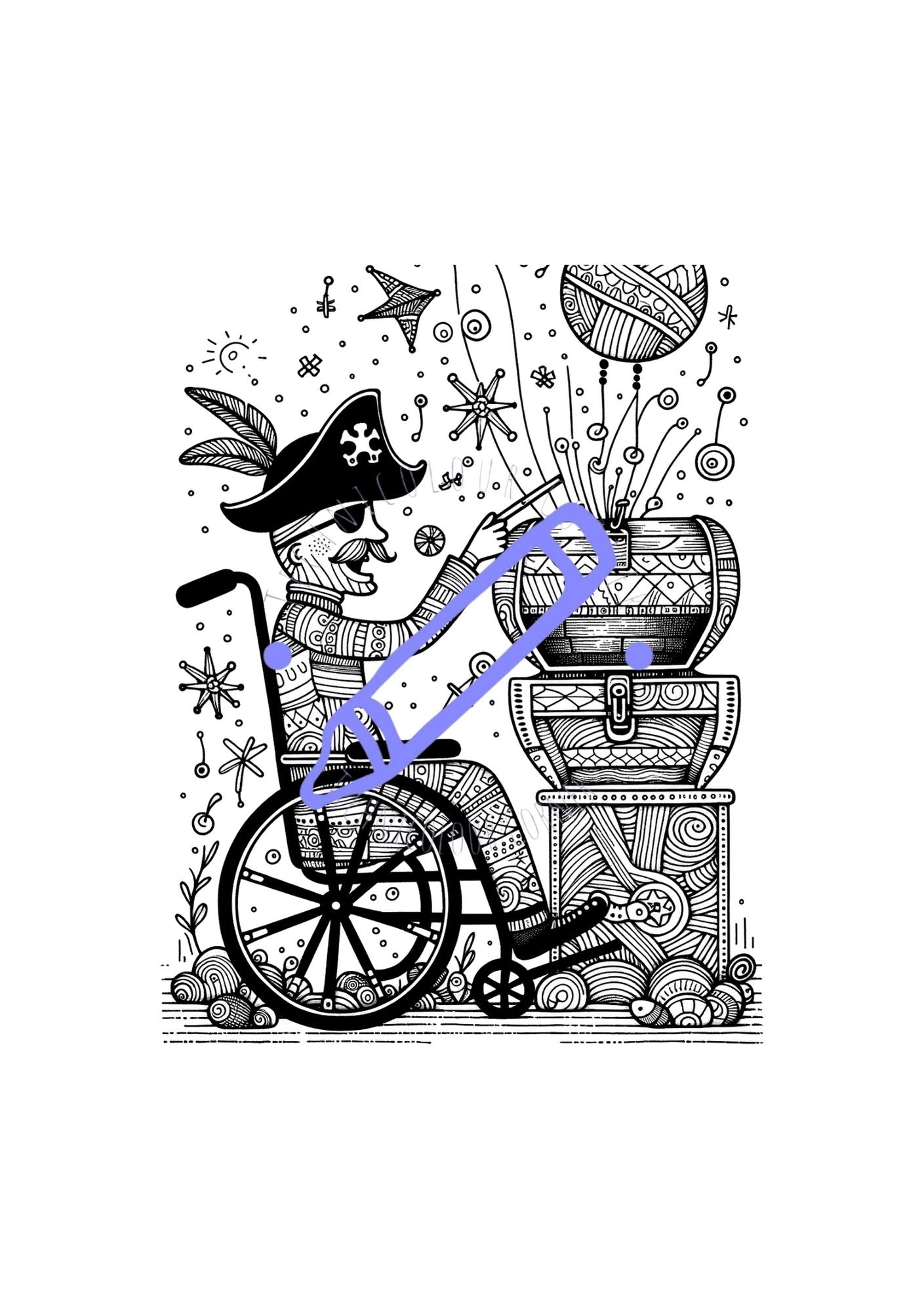 Pirate In A Wheelchair Colouring Book
