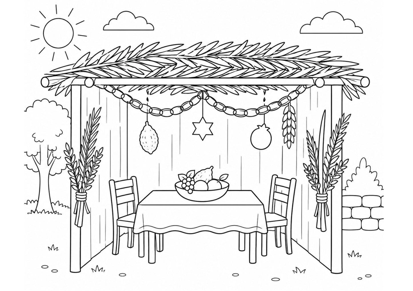 Free Instant Download Sukkot Colouring Pages