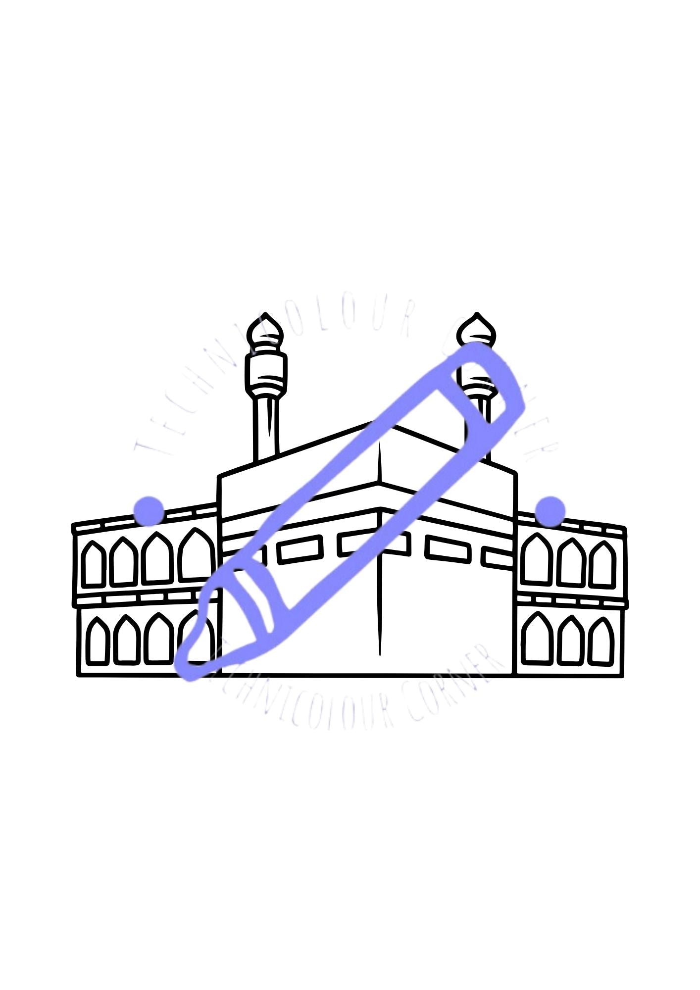 Colouring page from the technicolour corner colouring book on the hajj pilgrimage
