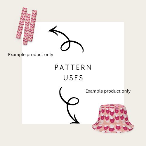 Pattern application on a product with example items showing how to use the seamless file of hot chocolate for winter and christmas