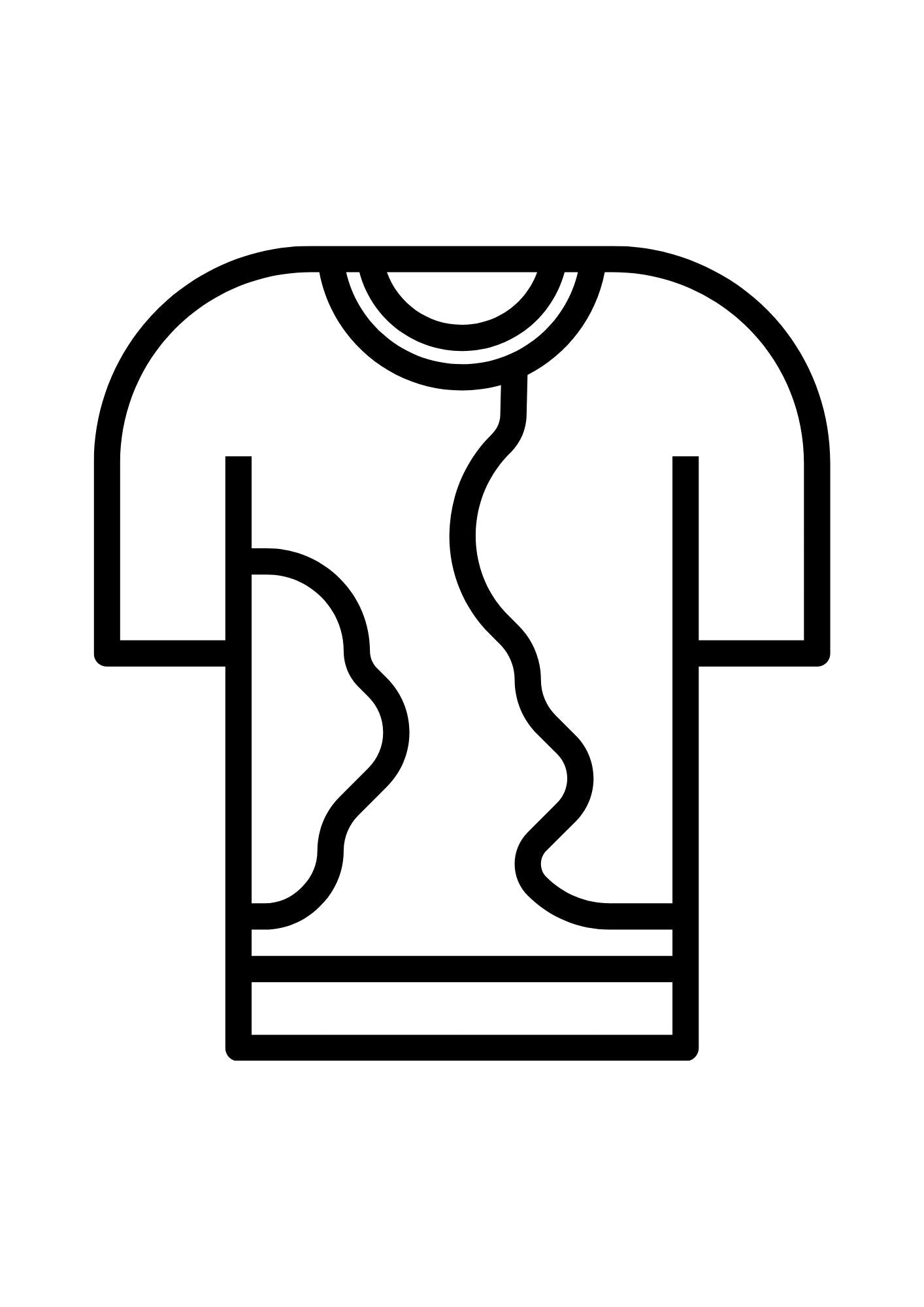 Colouring page of a shirt with stains from holi celebrations