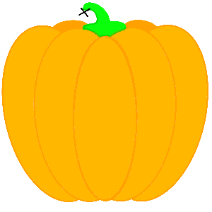 Illustration of a pumpkin with a green stem on a white background gift tag