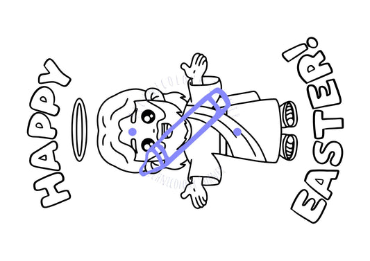 Technicolour Corner religious colouring page for easter