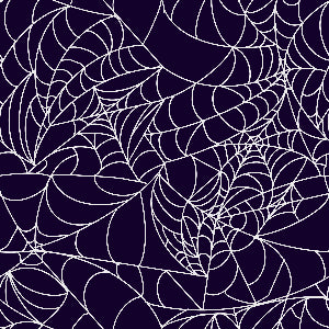 White spider webs on a dark blue seamless pattern background