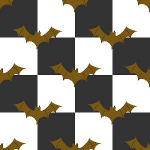 Checkered pattern with brown bats on a black and white background