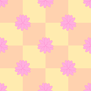 Pattern of pink flowers on a gradient yellow and pink background