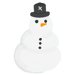 gift tag of a snow man with a top hat and a carrot nose