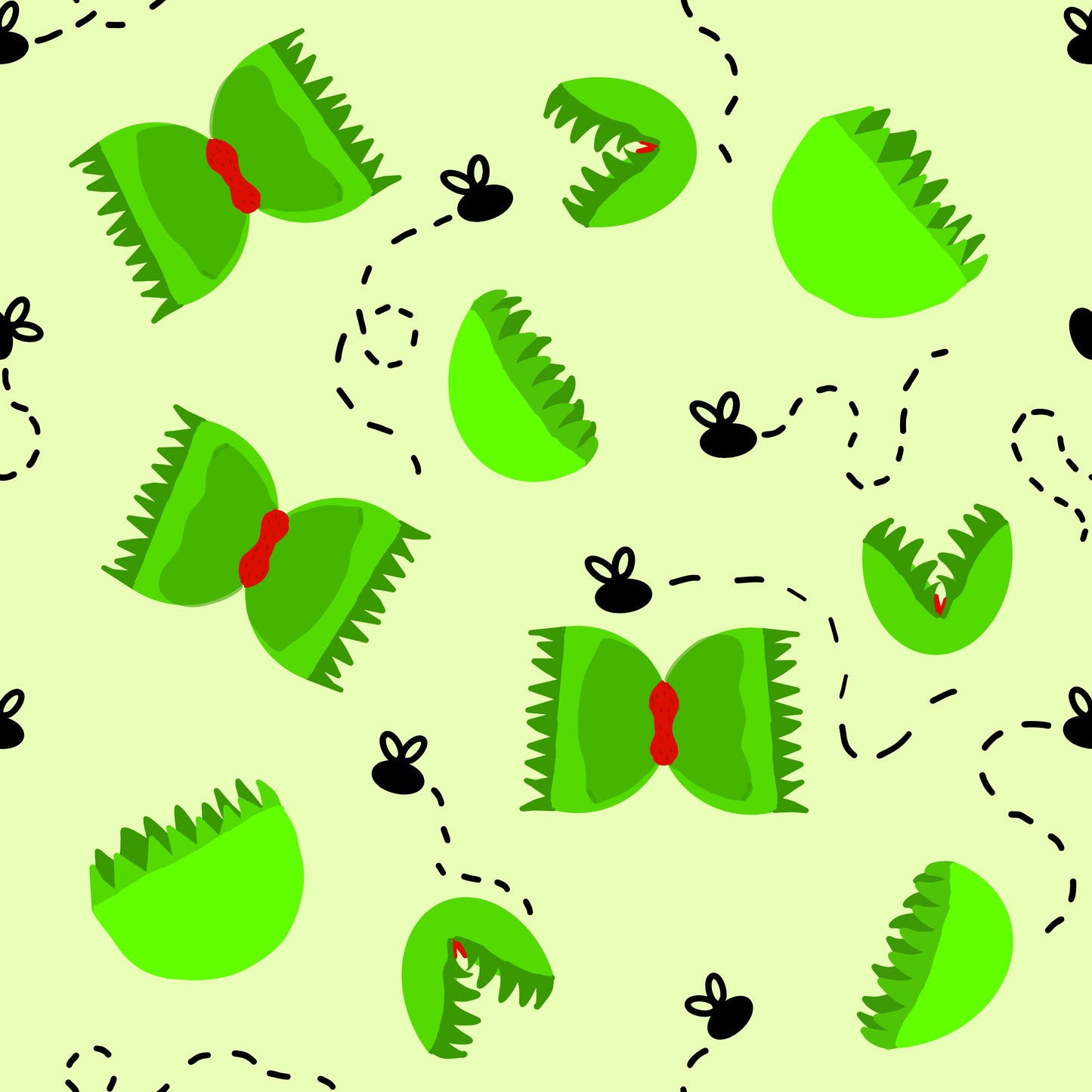 Venus Fly Trap Seamless Pattern