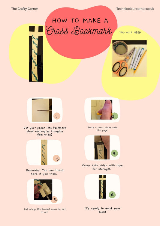 Guided tutorial on how to make a cross bookmark for easter 
