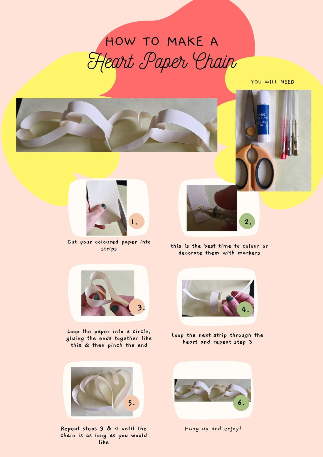 How To Make Heart Paper Chains For Valentines!