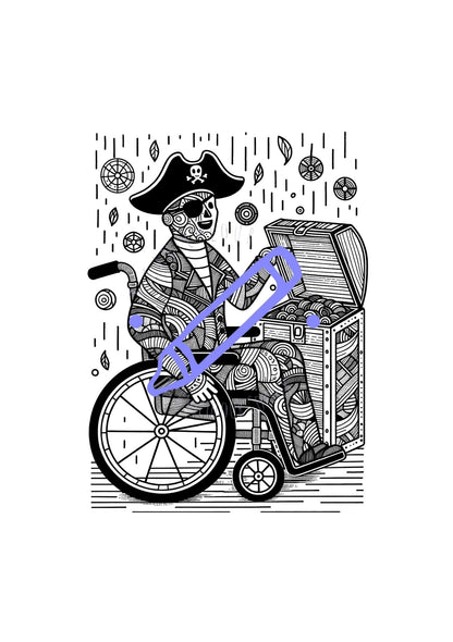 Pirate In A Wheelchair Colouring Book