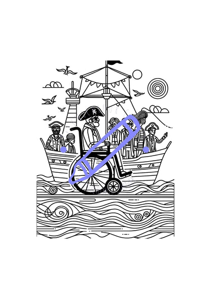 Pirate In A Wheelchair Colouring Book