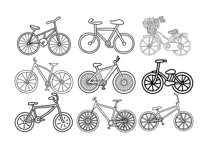 5 World Bike Day Instant Download PDF Digital Colouring Pages