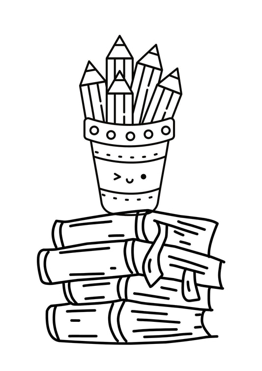 Example of a colouring page from Technicolour Corner celebrating back to school for students and teachers to welcome back into the classroom