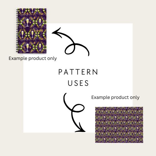 Fireworks & Champagne Seamless Pattern For New Years