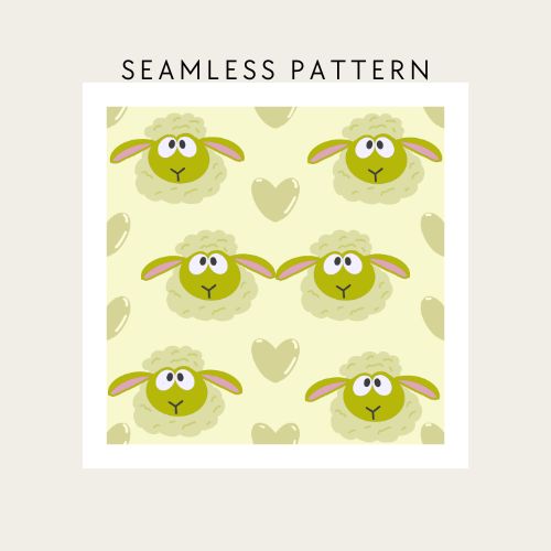 Yellow Sheep Themed Aqiqah Seamless Pattern