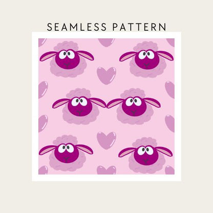 Pink Sheep Themed Aqiqah Seamless Pattern