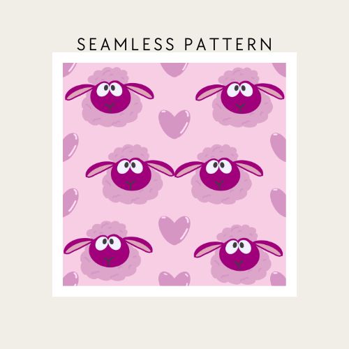 Pink Sheep Themed Aqiqah Seamless Pattern