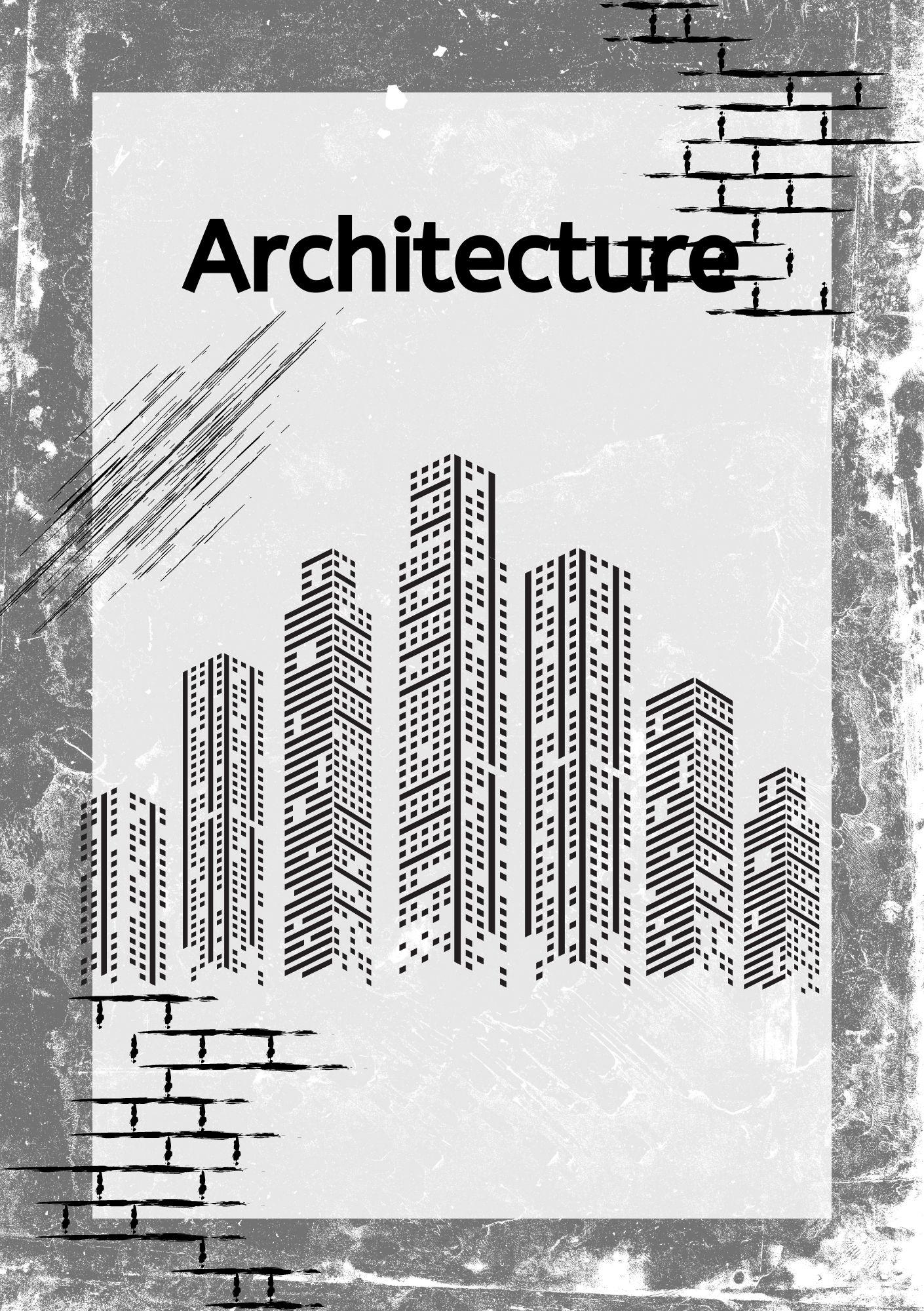 Cover of the Architecture Digital Colouring Book featuring a stylized illustration of buildings with the word 'Architecture' across the top.