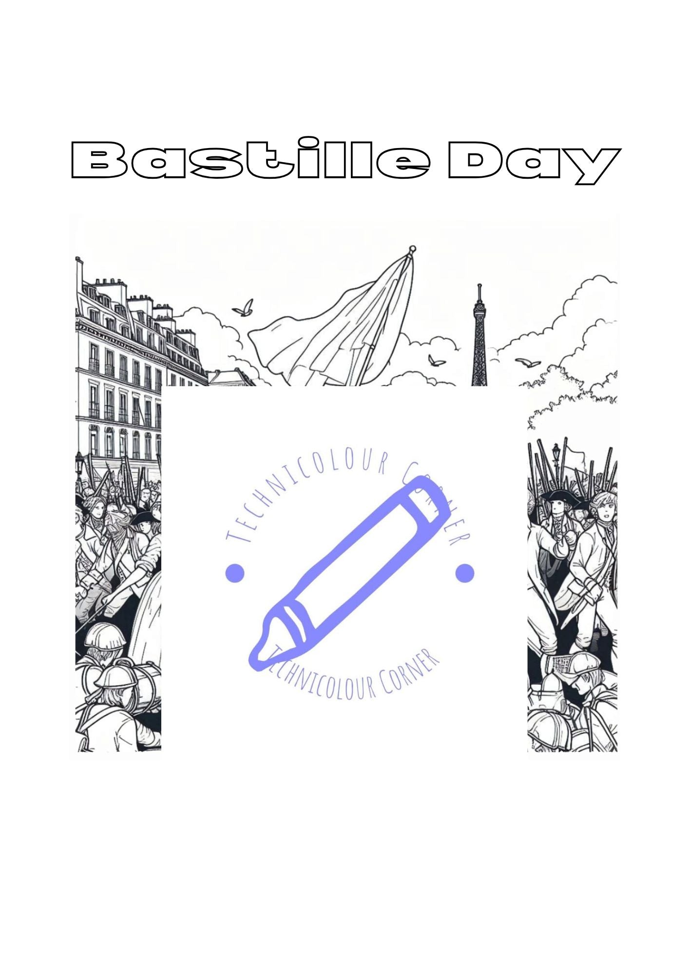 Colouring Page Celebrating Bastille Day