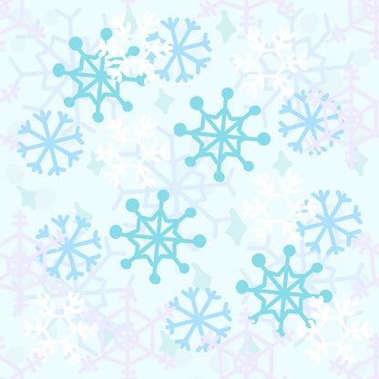 Seamless Pattern of blue snowflakes in various shades on a light blue background for winter and festive patterns