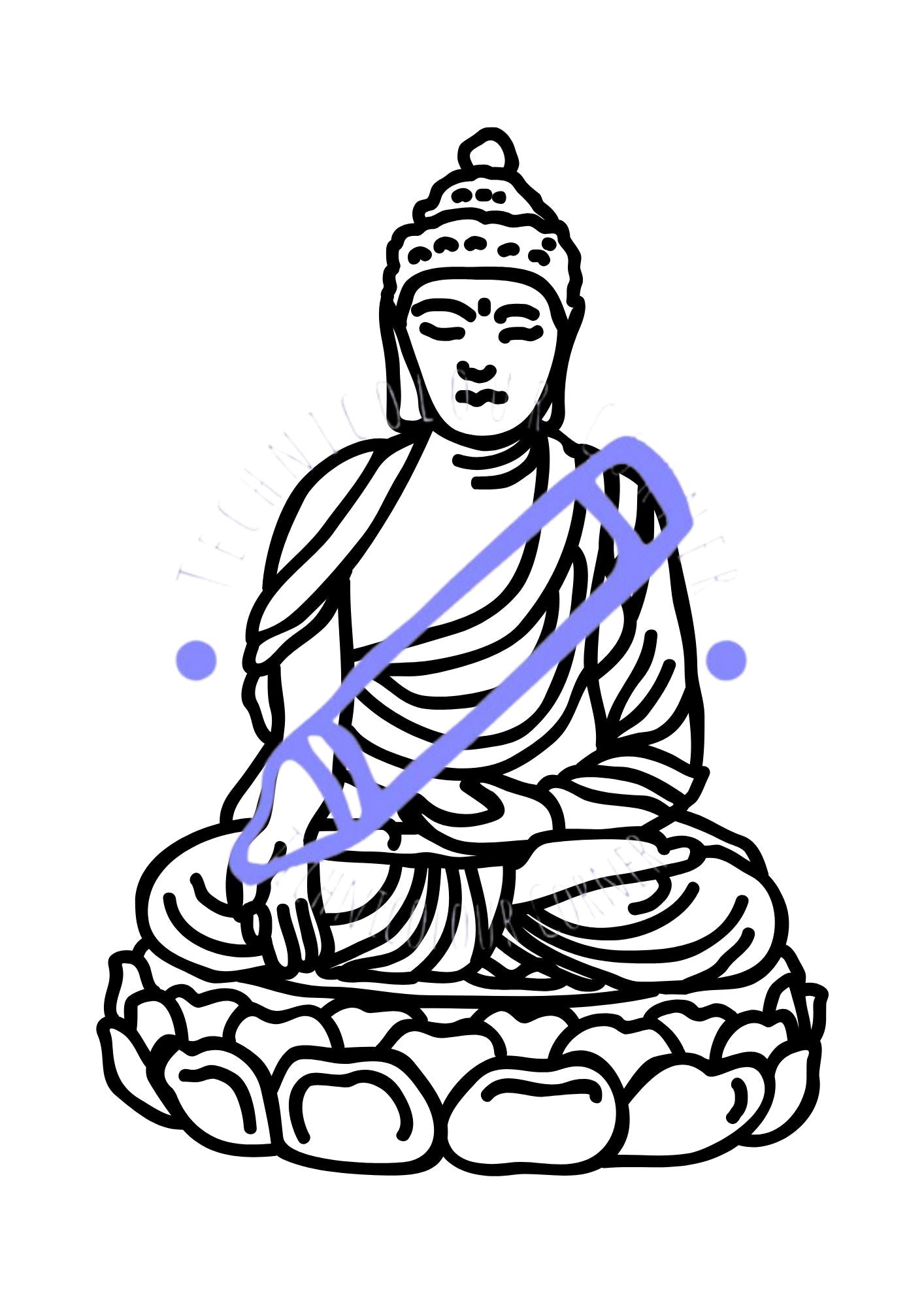 Buddhist statue colouring page from the bodhi day colouring book from technicolour corner