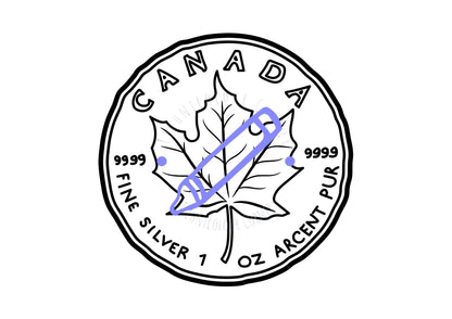 Colouring Day Page for canada day with a maple leaf on a coin