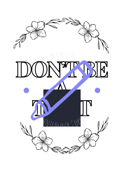 A colouring page with flowers and swear words