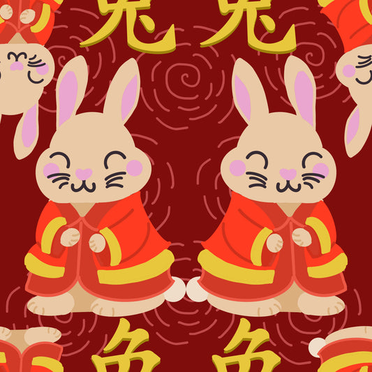 Lunar New Year Of The Rabbit Seamless Pattern