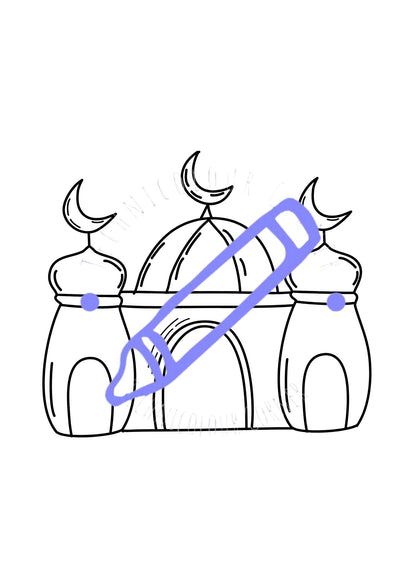 colouring book of eid and ramadan showing a synagogue 
