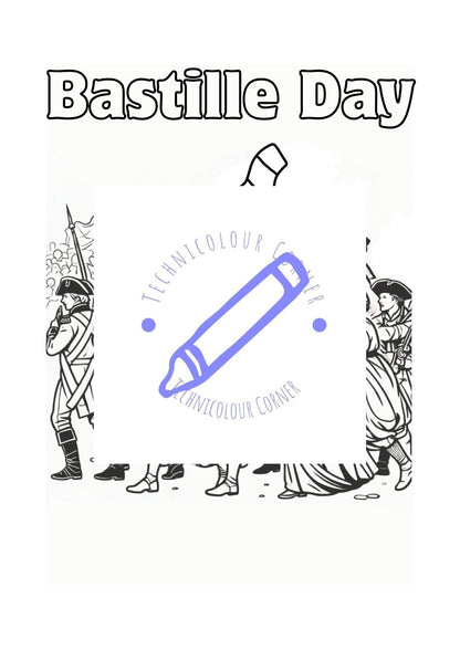 Bastille colouring page celebration for technicolour corner