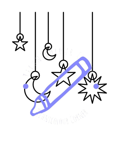 Colouring page from ramadan and eid colouring book showing decorations