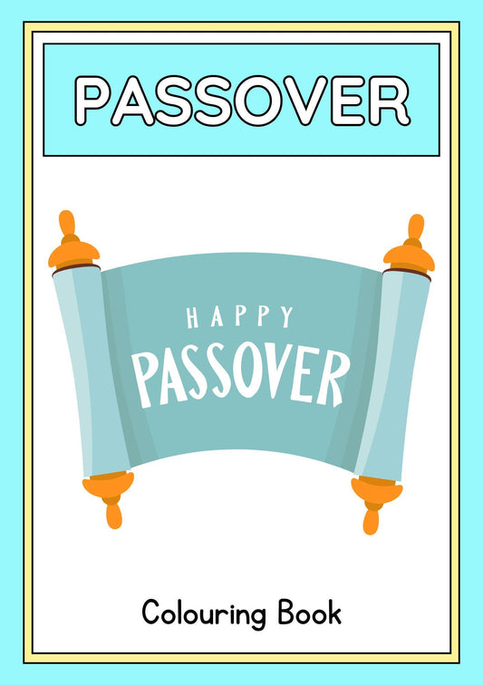 Cover of a Passover-themed kids' coloring book with the title 'Happy Passover' written in a festive font.