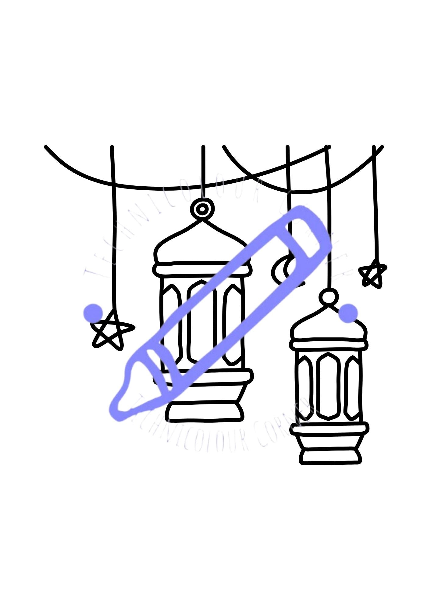 Eid and ramadan colouring book page