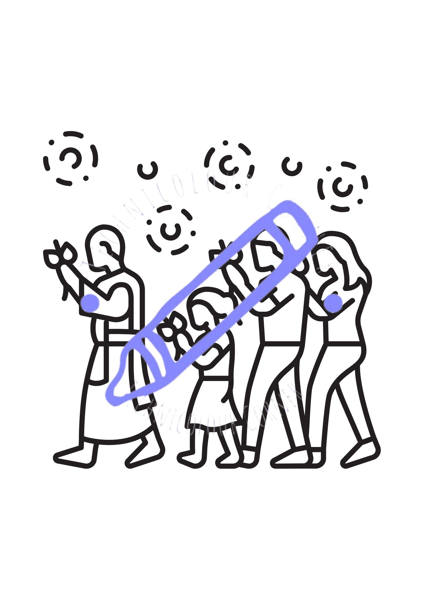 Colouring page from the technicolour corner colouring book