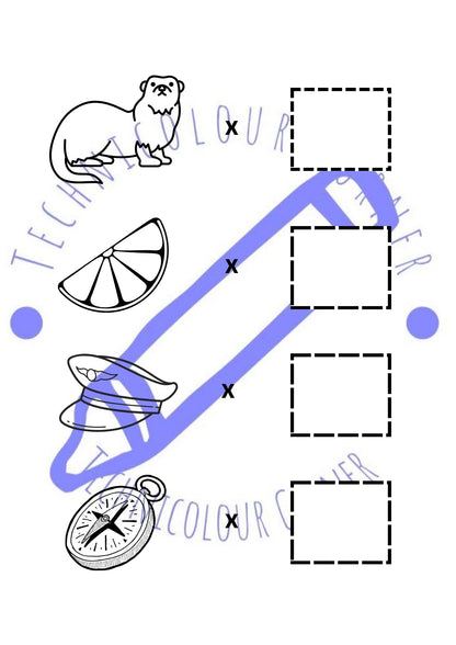 Activity book page showing counting game
