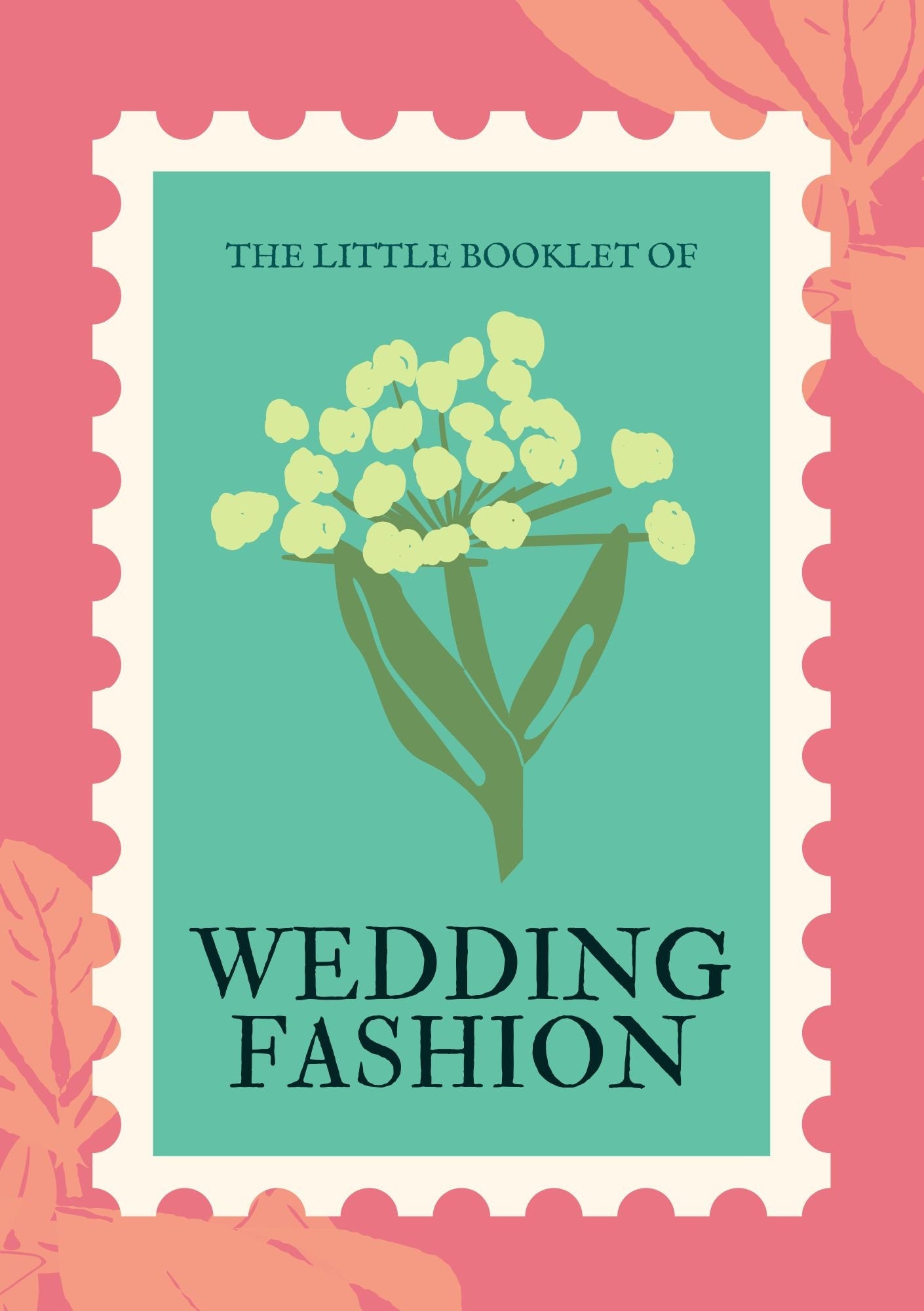 Cover of a Wedding Dress Digital Colouring Book with an illustration of a floral design and the title 'Wedding Fashion'.