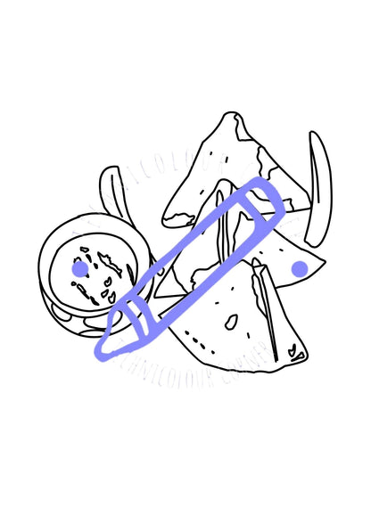 Colouring page showing food to celebrate diwali from the technicolour corner digital download book