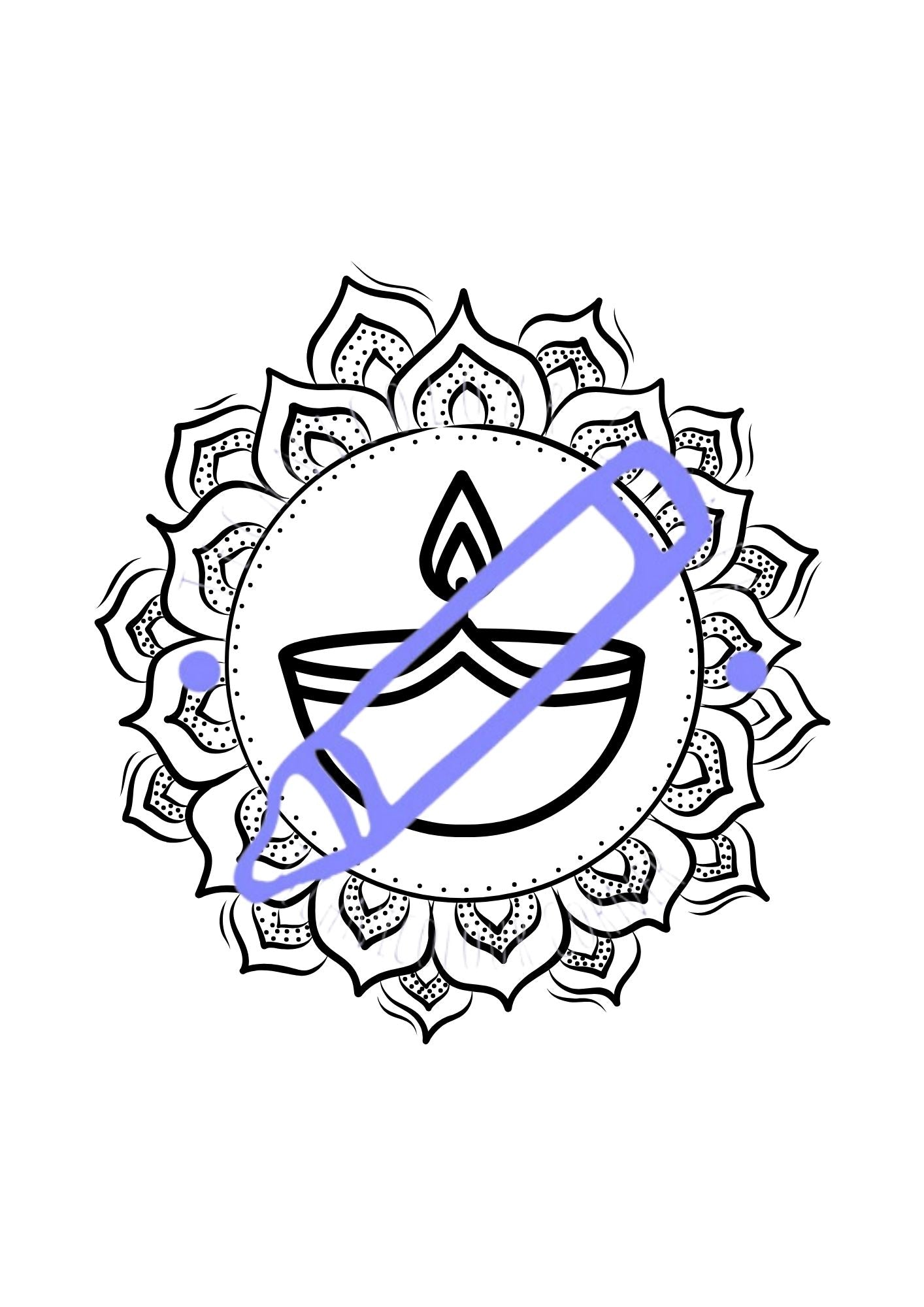 digital download colouring book  page showing a lantern from the technicolour corner colouring book 