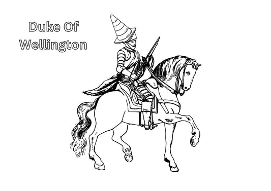 Glasgow themed duke of wellington colouring book complete with cone for hat celebrating st andrews day