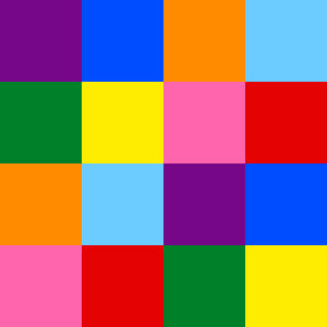 Grid of colorful squares in various colors