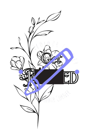 colouring page of censored swear word and flower
