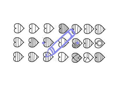 Colouring page of multiple hearts in different lbgt pride flags