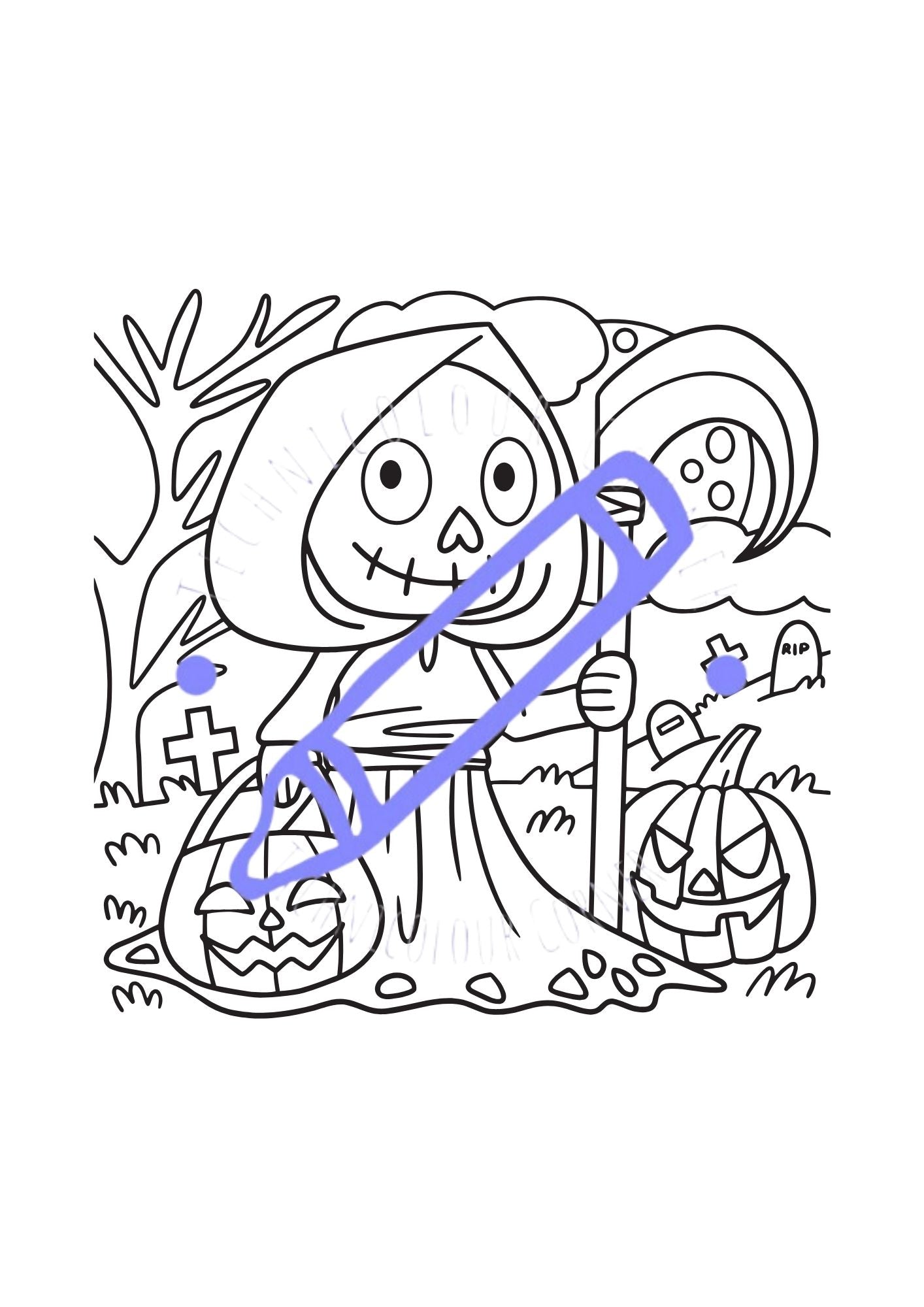colouring page from the technicolour corner colouring book on halloween 