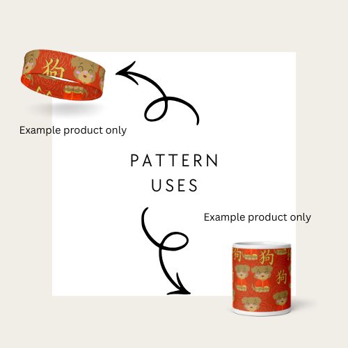 Examples of products that you can use technicolour corner's hand drawn seamless file on the lunar new year of the dog