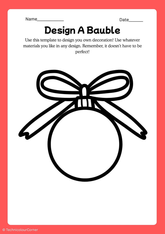 Template for designing a bauble with a bow on a red border