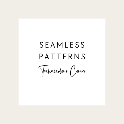 A Neutral tone square showing the words Seamless Patterns by Technicolour Corner