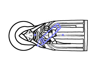 Line drawing of a coloring page featuring two stylized figures resembling St. Brigid and St. Brigid's Day motifs.